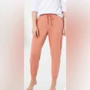 ANY BODY joggers lightweight elastic waistband drawstring coral NEW size M